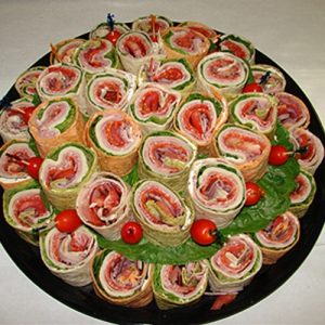 Freshly made sandwich pinwheels from Brendel’s Bagels in Long Island, NY — soft wraps filled with deli meats, cheeses, and crisp vegetables